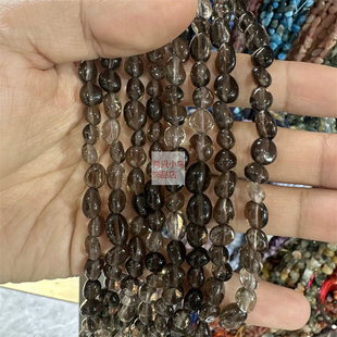 6*8mm 天然不规则随形茶晶颗粒串珠散珠 diy手工制作材料饰品配件