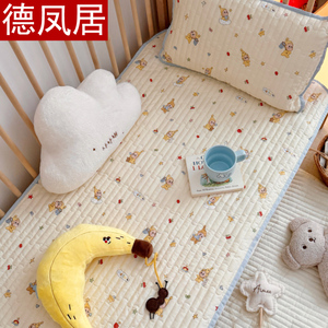 婴儿童全棉床单加厚纯棉夹棉床盖拼接睡垫A类幼儿园宝宝薄小床垫