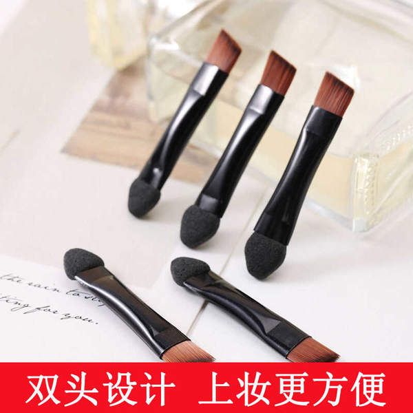 双头化妆刷眼影棒两用斜角画眉刷眉粉海绵眼影棒便携盒装眼线刷
