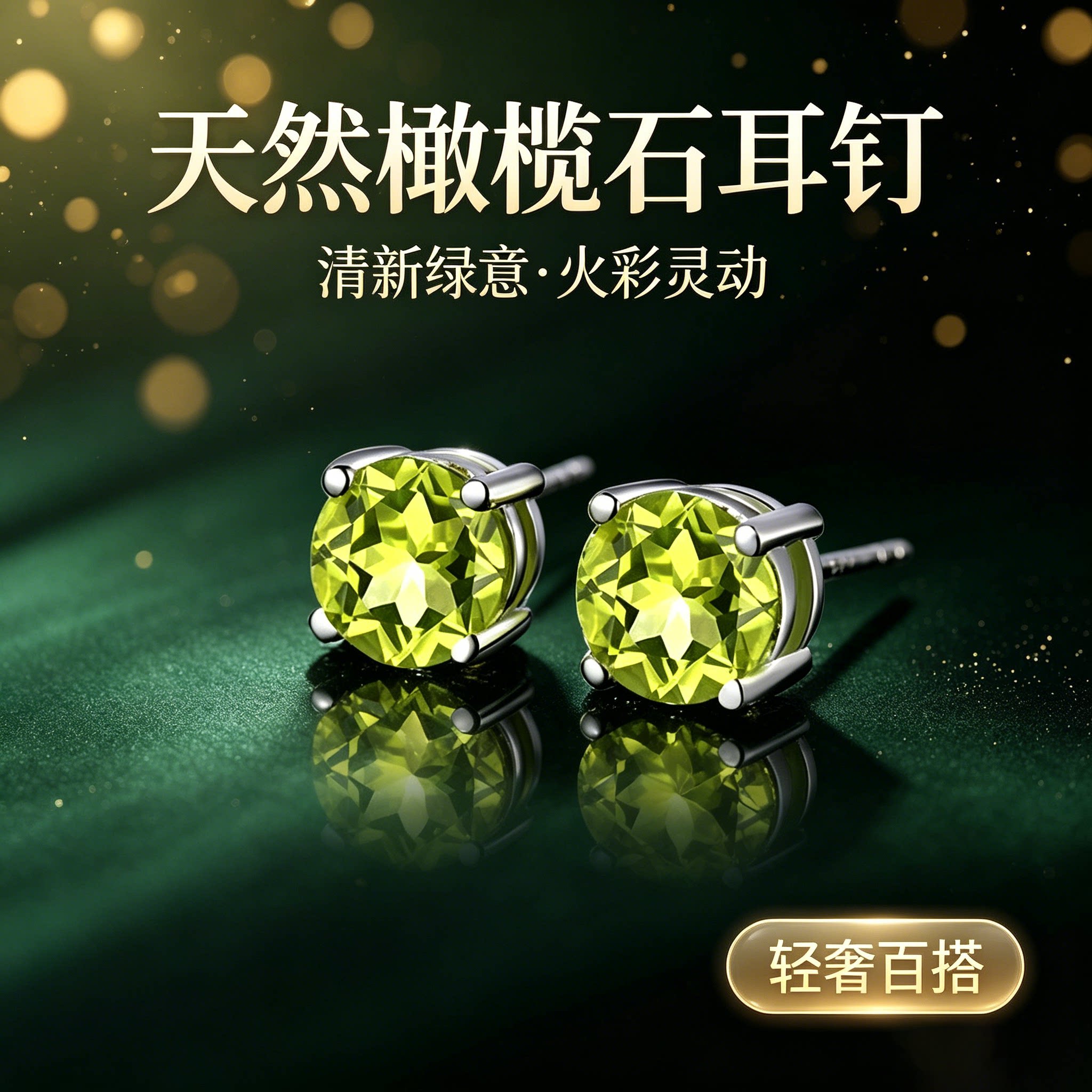 宝石级全新天然海蓝宝托帕石925纯银镶嵌超闪清新天然橄榄石耳钉