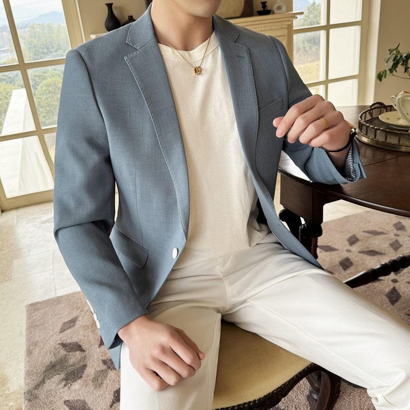 男士休闲西服2025春秋新款韩版修身西装青年帅气纯色单西外套潮流