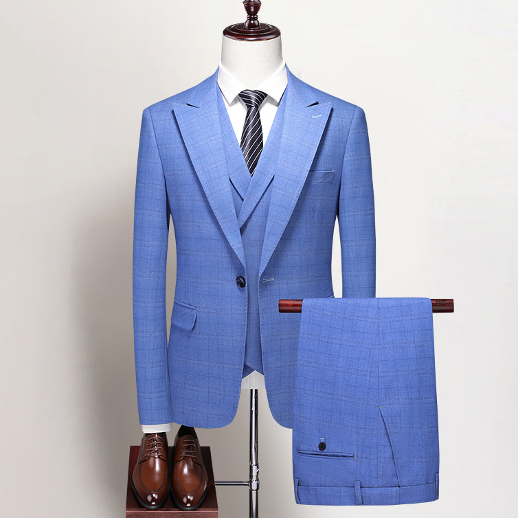 2025春季新款西服套装男士商务修身正装上班面试职业西装新郎衣服