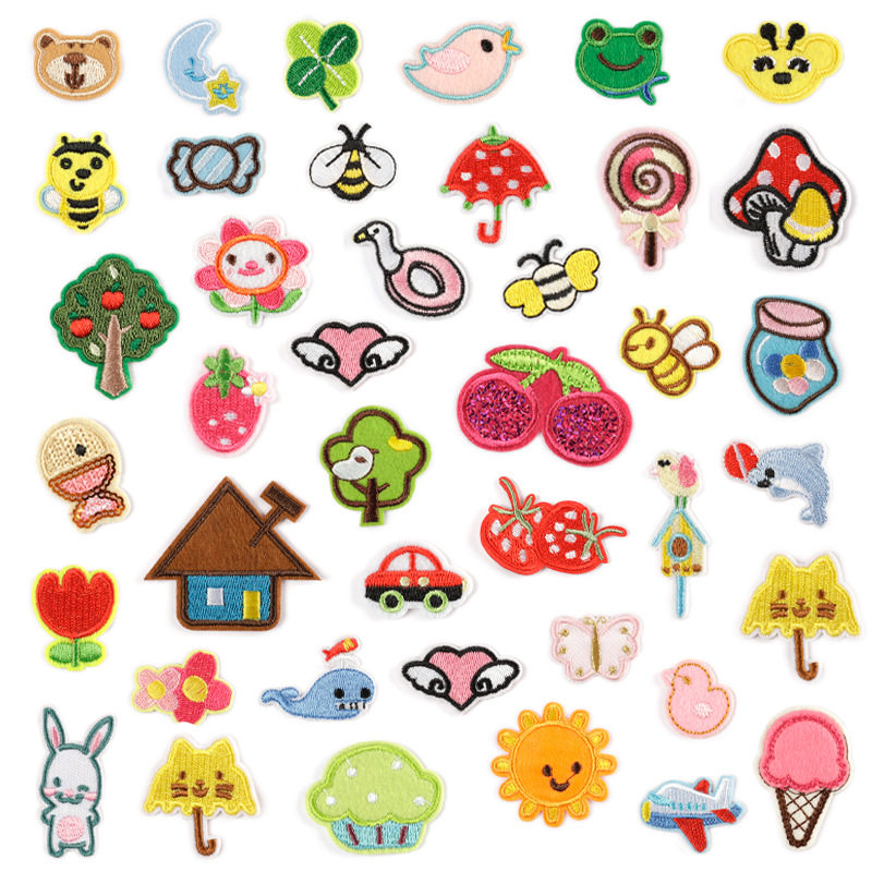 DIY绣花标糖果樱桃蜜蜂小动物补丁贴卡通辅料饰品配件刺绣布贴