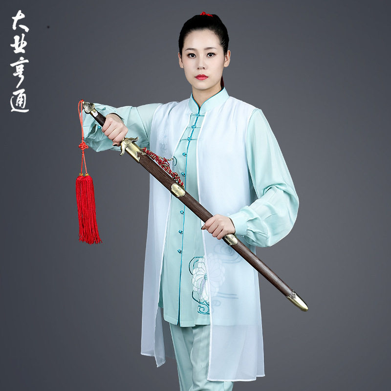大业亨通刺绣太极服春秋新款宽松垂顺飘逸套装武术练功表演演出女