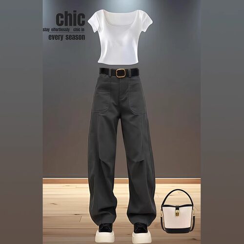 春秋大码显瘦高腰阔腿牛仔裤女