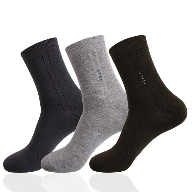 欧蒂爱商务男袜秋冬中长筒精梳棉纯色提花袜子男吸汗透气无骨缝合