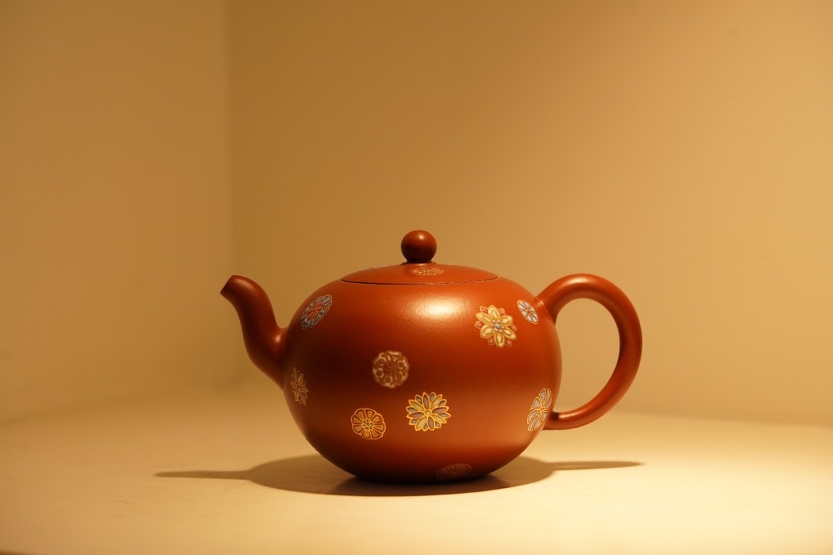 蜜糖紫砂｜女士茶器（一粒珠）宝石釉全手工180C朱泥珐琅彩皮球花,餐饮具,茶壶,淘宝优惠券,粉丝福利购,淘宝优惠卷