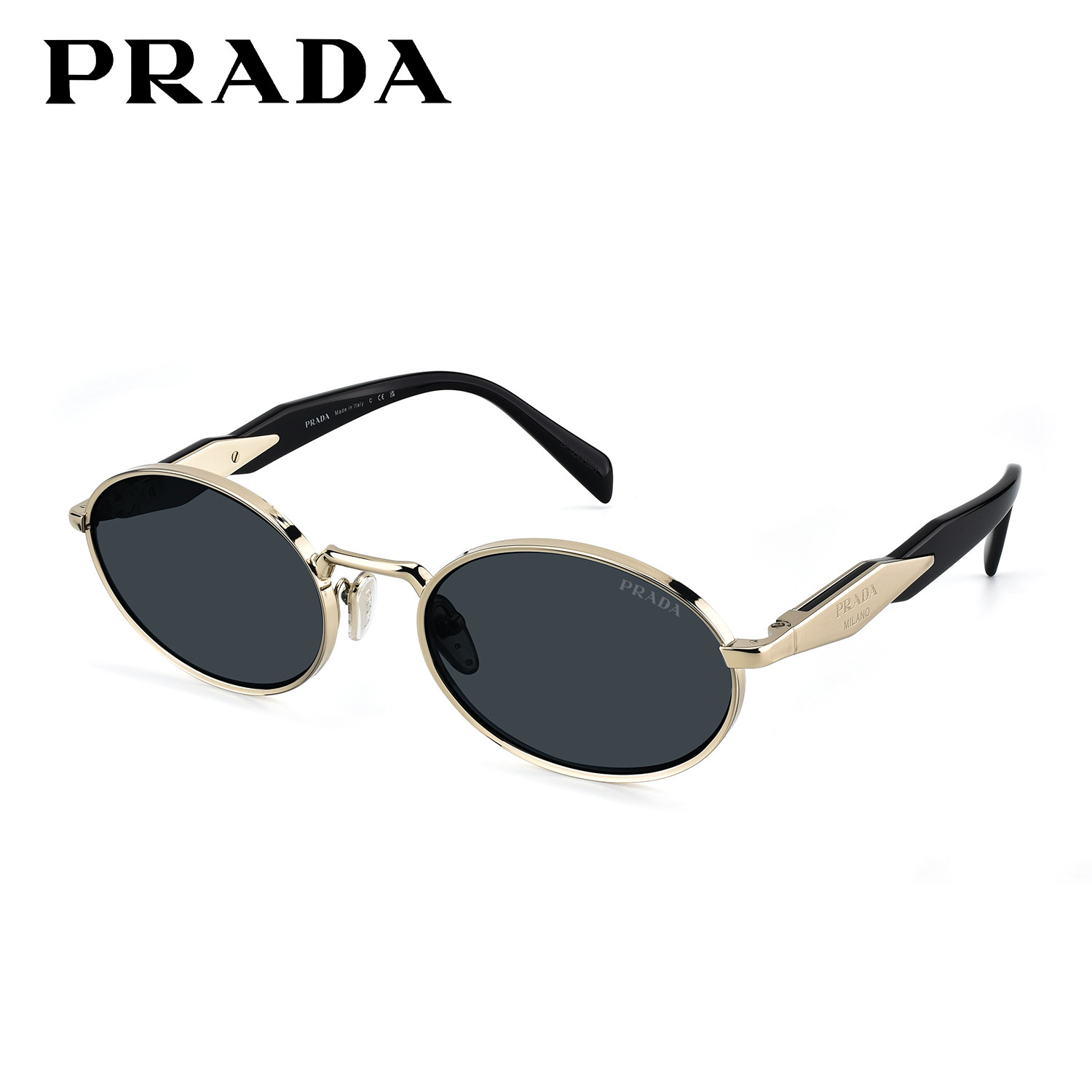 【 新品】prada普拉达墨镜男士时尚椭圆形遮阳太阳眼镜女0PR 65ZS