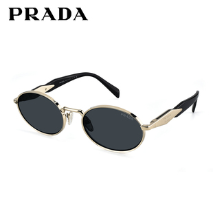 【 新品】prada普拉达墨镜男士时尚椭圆形遮阳太阳眼镜女0PR 65ZS