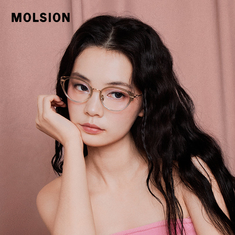 【糖果镜】陌森猫眼眼镜框轻质钛架女款腮红可配度数光学镜MA6070