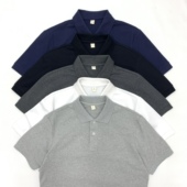 欧美简约精梳纯棉宽松商务休闲POLO衫 T恤男 男潮 复古翻领短袖 美式