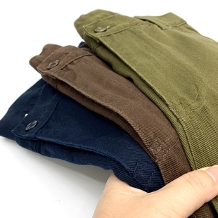 欧美复古军绿色阔腿老爹长裤 工装 秋季 男全棉宽松直筒休闲裤 伐木裤