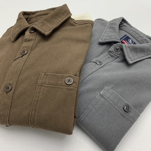 阿美咔叽重磅厚实工装衬衫男纯棉长袖休闲港风复古加大码宽松外套