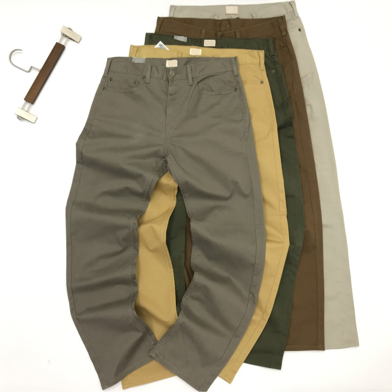 直筒弹力小李卡其棉布黄色休闲裤