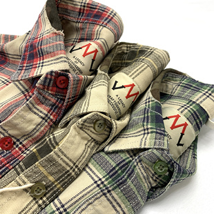 衬衣女 男日系复古文艺青年宽松休闲长袖 补丁设计日式 全棉格子衬衫