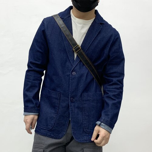 休闲牛仔西装男便服单西日系复古