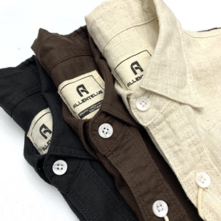 宽松休闲衬衣 男亚麻棉混纺日系复古欧美简约长袖 夏季 透气棉麻衬衫