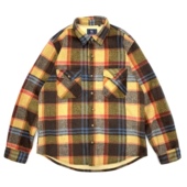 长袖 重磅磨毛加绒加厚格子衬衫 男秋冬保暖工装 宽松法兰绒衬衣外套