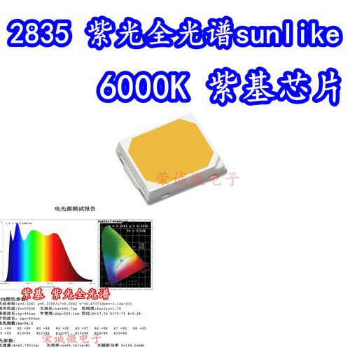 2835紫光全光谱贴片LED灯珠紫基植物补光照明灯珠高显色护眼灯芯