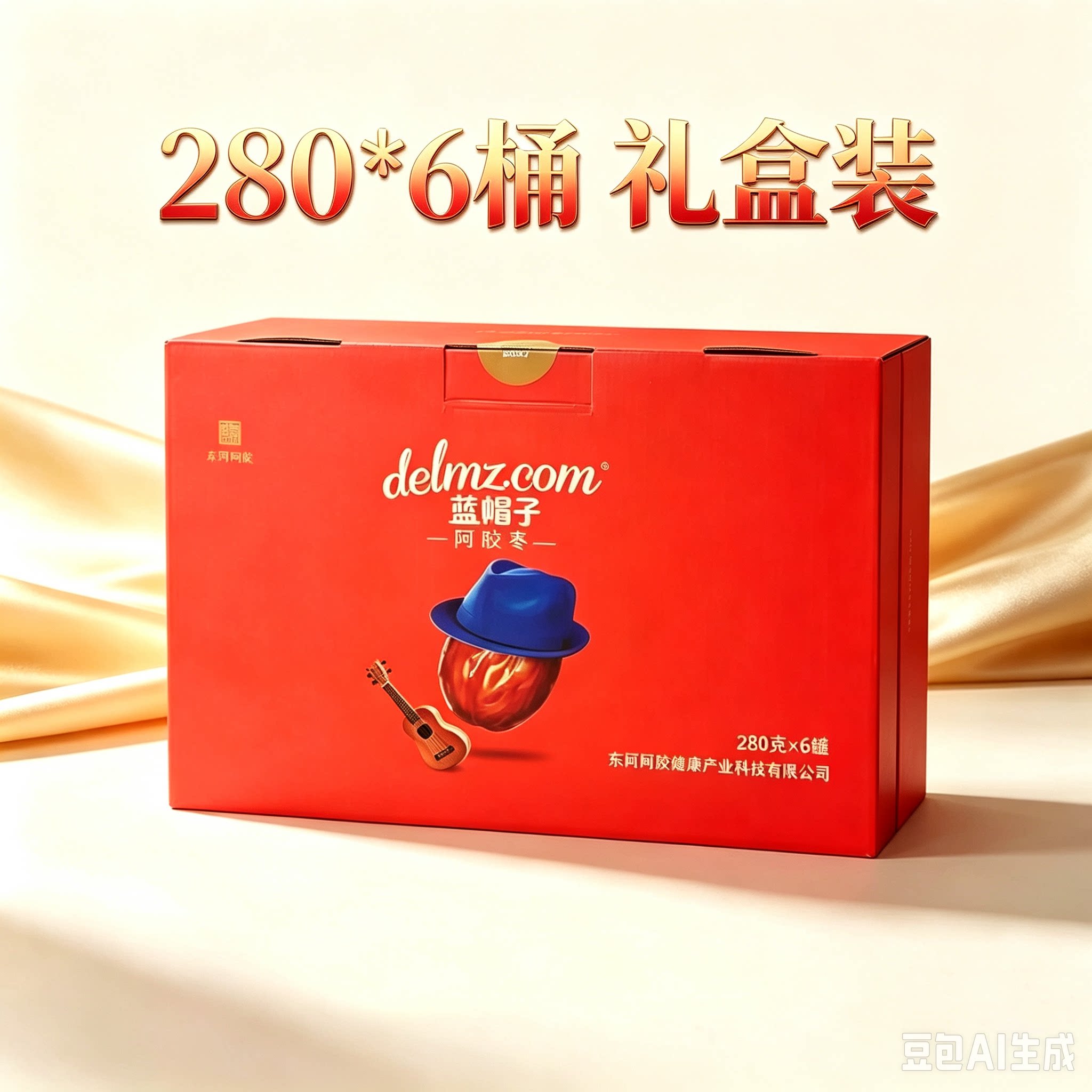 礼盒装蓝帽子阿胶枣280克*6桶