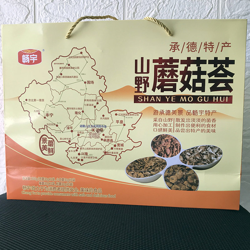 承德野生蘑菇礼盒畅宇肉蘑菇松蘑白蘑榛蘑礼盒山野蘑菇荟600g新货