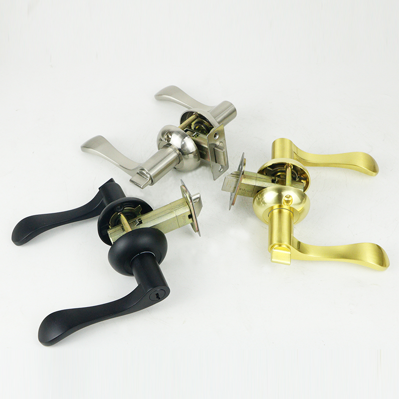 黑色卫生间门锁三杆锁家用浴室