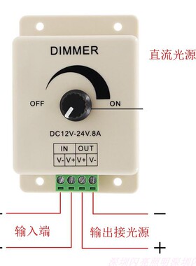 LED调光器 软硬灯条灯带调光器单色单路手动调光开关12V 24V8A30A