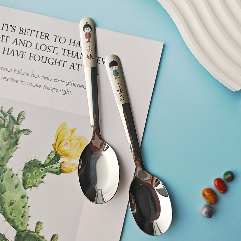 304不锈钢亲子勺一家人调羹家用卡通图案勺子汤勺儿童孩子吃饭勺,餐饮具,西餐勺,淘宝优惠券,粉丝福利购,淘宝优惠卷