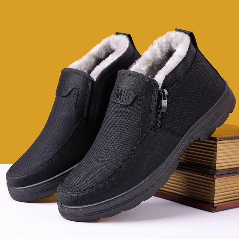 老北京布鞋男棉鞋冬季加绒加厚保暖中老年爸爸防滑软底东北老人鞋