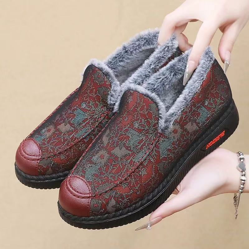 老北京布鞋妈妈鞋冬季奶奶保暖防滑防寒中老年加绒女鞋老太太棉鞋