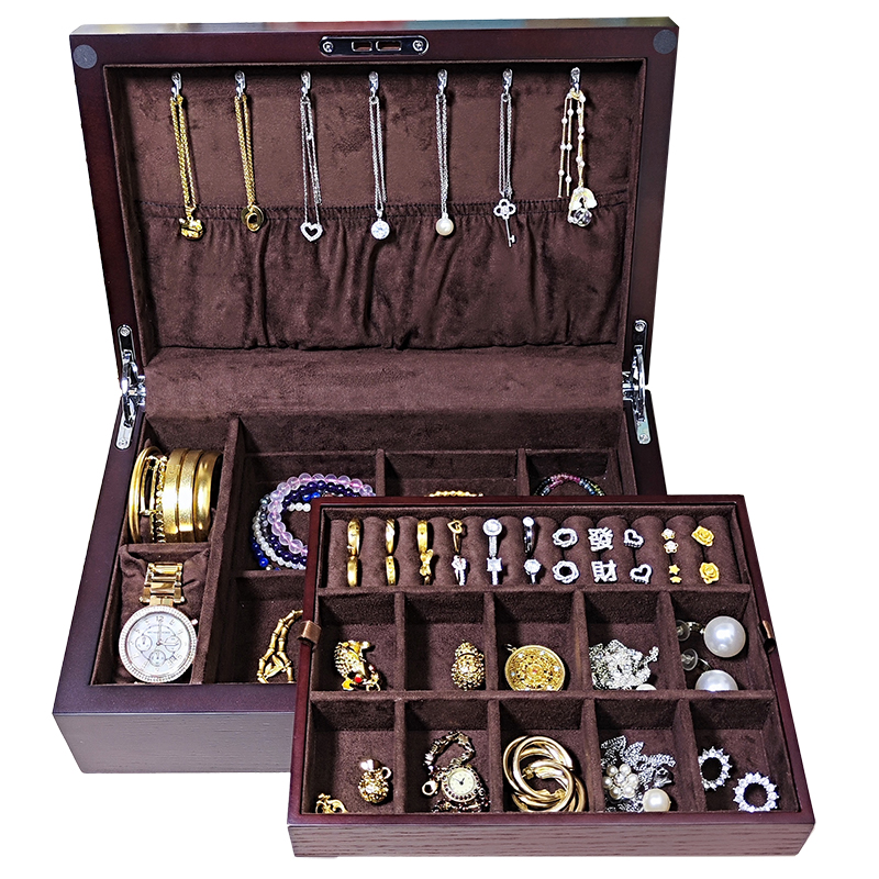 蓓儿丹蒂首饰盒木质双层榫卯结构