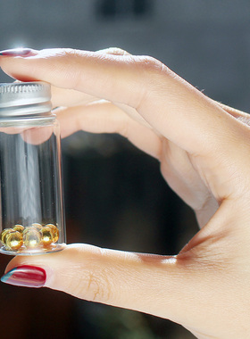 包邮十只小金豆储存瓶攒金豆玻璃瓶饰品黄金银珠宝收纳瓶珍珠小瓶