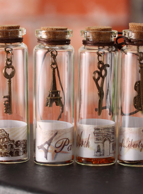 一盒12只装仿古许愿瓶圣诞节礼物闺蜜女生吊坠挂件迷你小号漂流瓶