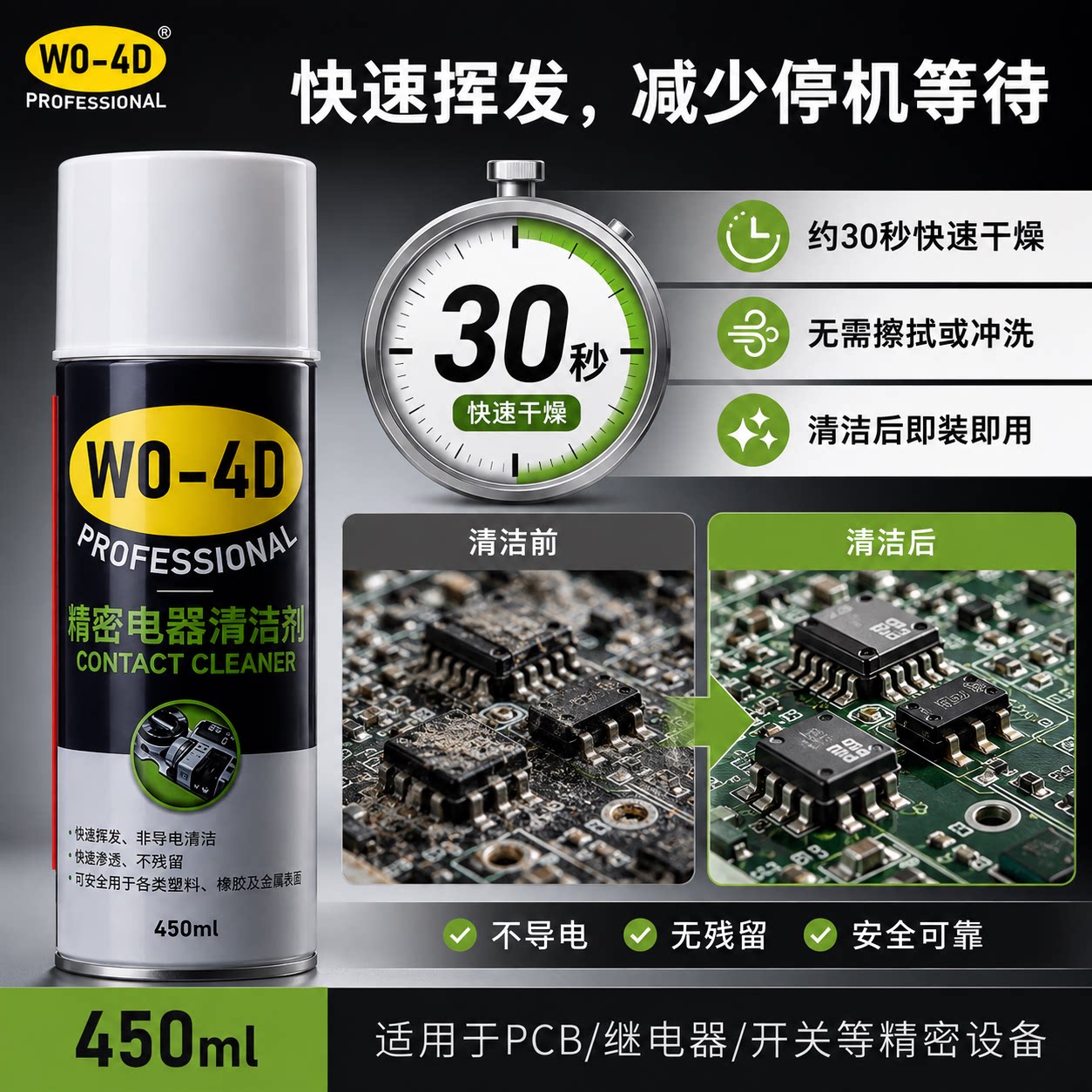 W0一4D精密电器清洁剂电子仪器主板清洗电路板电位器复活喷剂图片