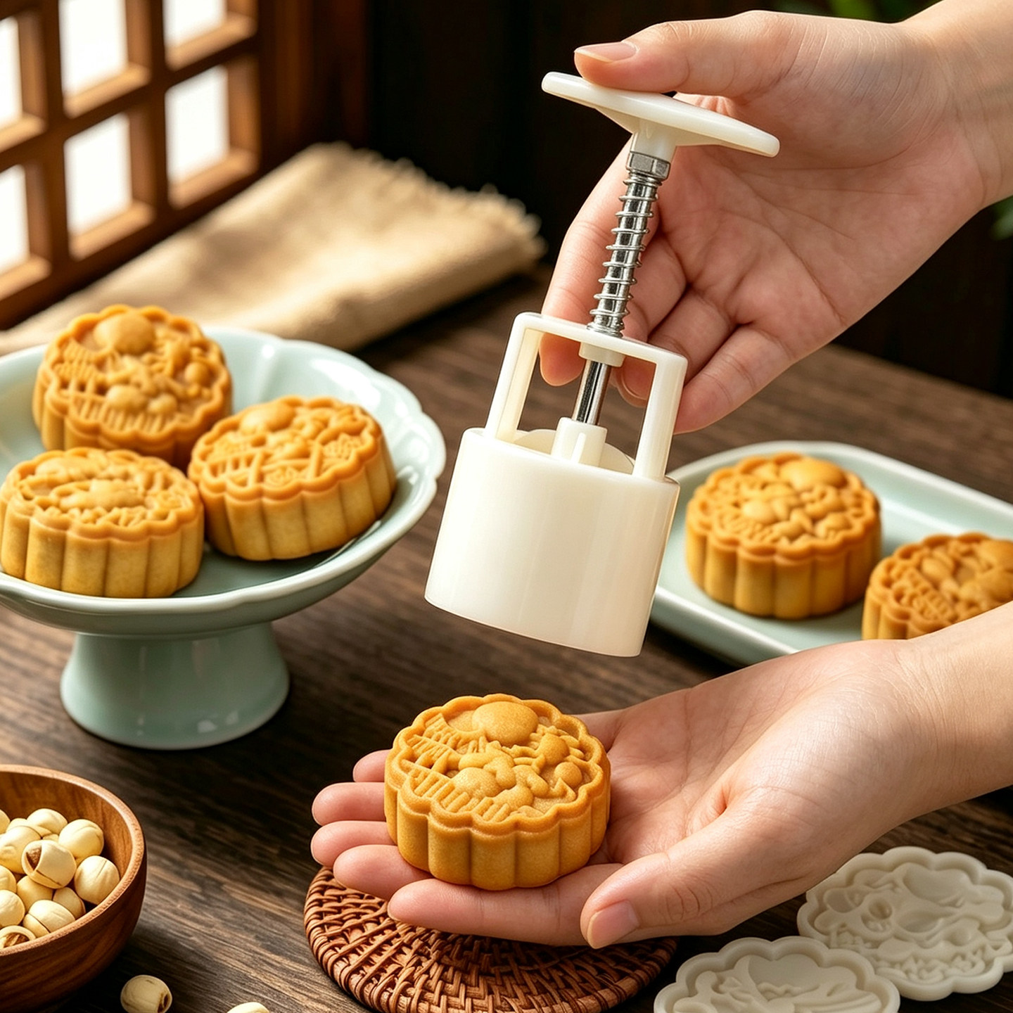 2026新款玉兔广式月饼模具中式宫廷风食品级糕点手压式多造型花片