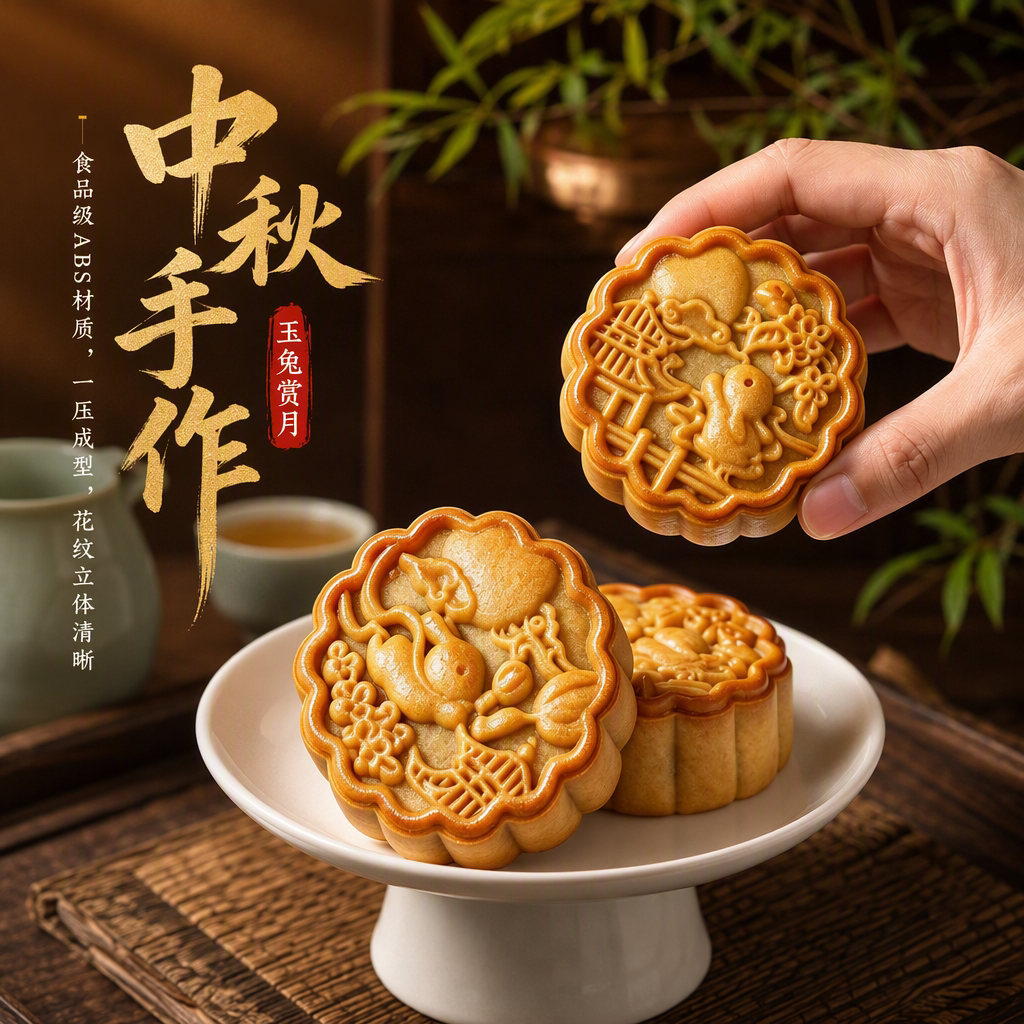新款广式月饼模具2026手压式家用食品级75克按压冰皮做绿豆糕磨具