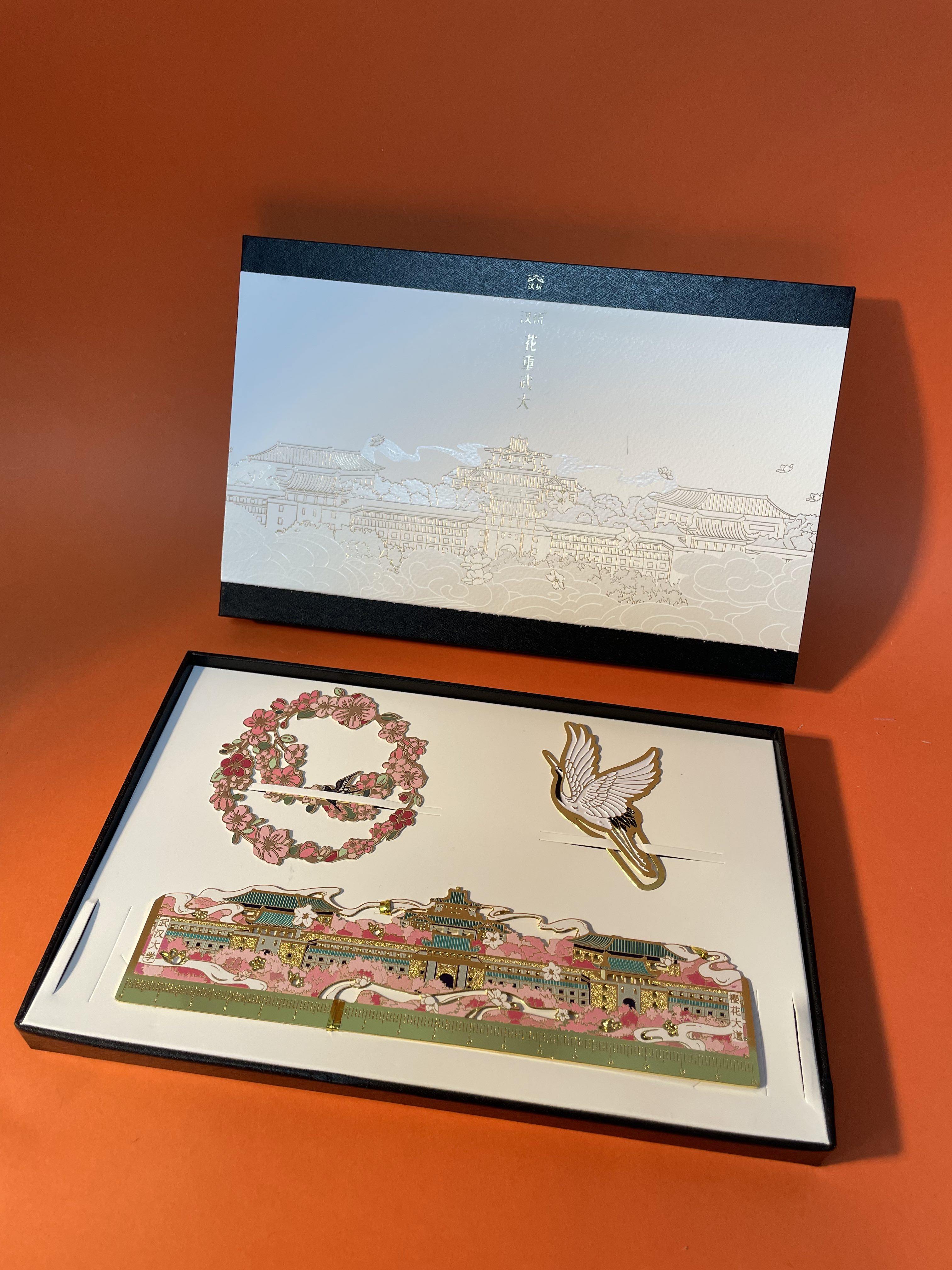 汉祈樱飞鹤舞樱花大道樱花尺樱花花环白鹤礼盒精美书签套装礼盒