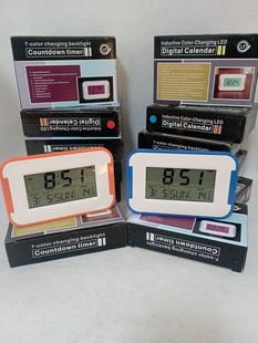 外贸出口自然音乐时间闹钟七彩背光温度计助眠鸟叫声溪流声螇蟀声