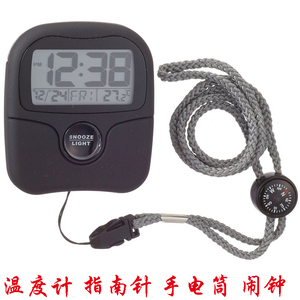 外贸精工电子温度计 时钟 学生闹钟 LED手电筒  户外用品 夜光