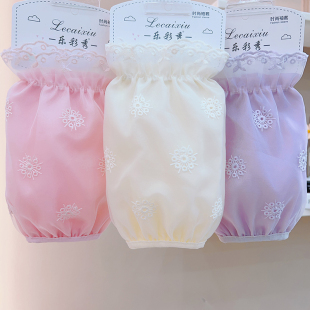 女士秋冬季 套双层绣花网纱套袖 防污袖 头手袖 短款 羽绒服护袖 蕾丝袖