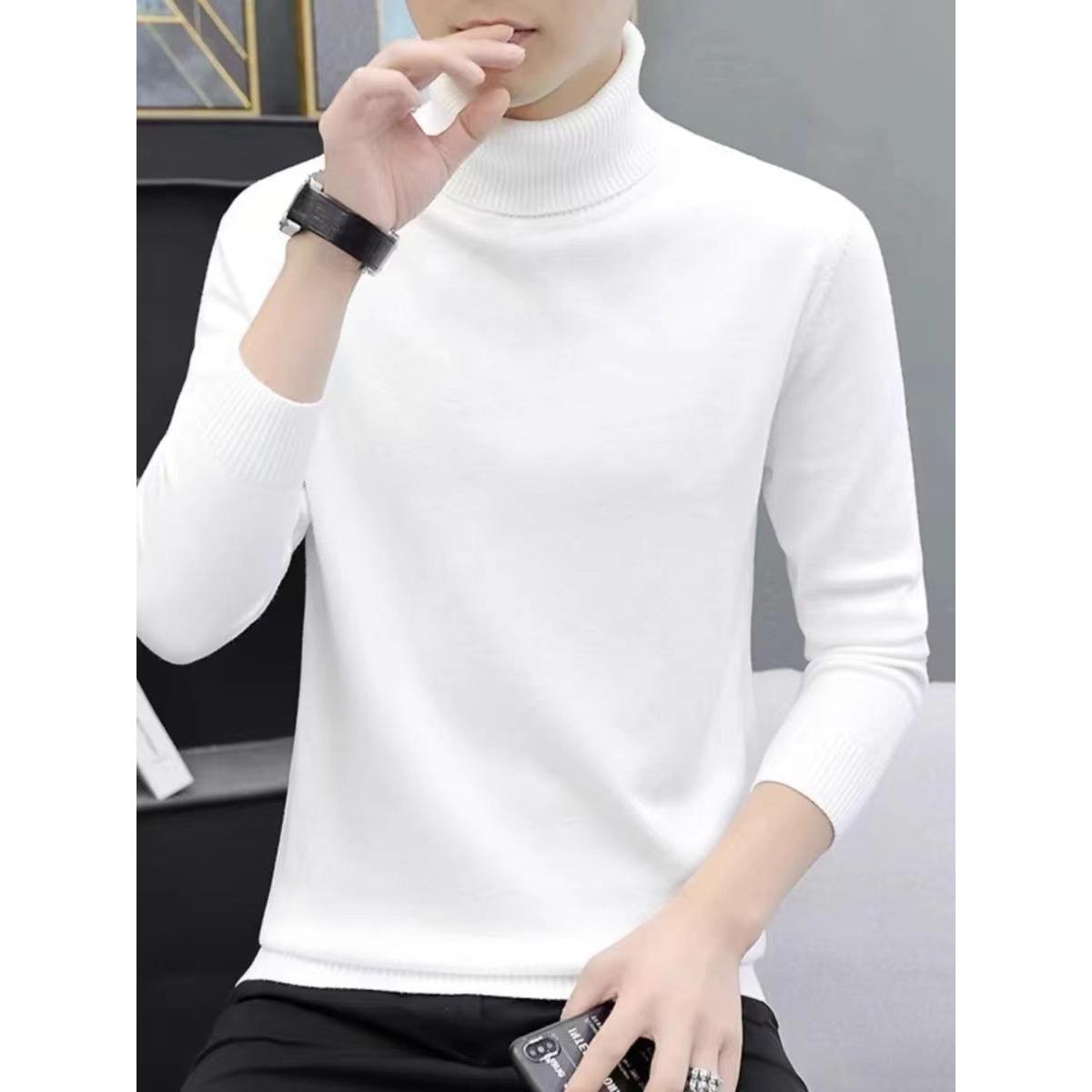 纯色简约毛衣男圆领修身秋冬款内搭线衣打底衫2024新款潮流针织衫