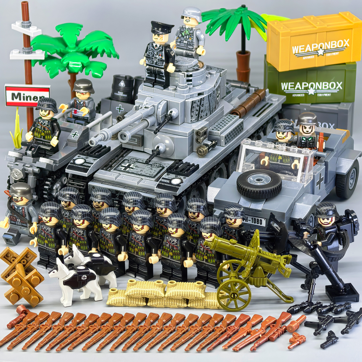 二战军事模型坦克积木人仔装甲车