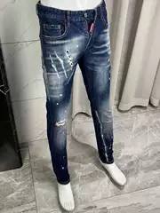 New D2 Men's Jeans, Slim Fit, Niche Design, High-End Light Luxury, Trendy and Unique, Heavy Craftsmanship, Suitable for All Seasons