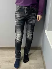New High-Quality Slim-Fit Skinny Stretch Jeans for Men D2 European Style Heavy Craftsmanship Stylish Washed