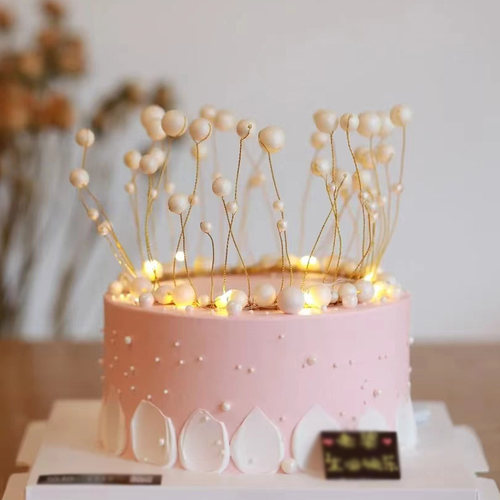 珍珠皇冠蛋糕摆件装饰