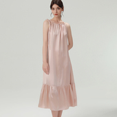 新款 高级休闲性感吊带丝绸家居服夏 100%桑蚕丝睡衣真丝睡裙女长款