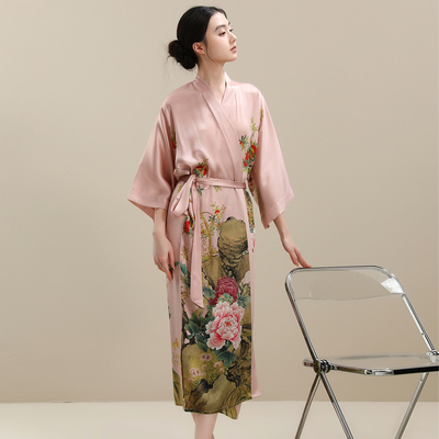 新款中式简约真丝睡裙女桑蚕丝高级感睡袍家居服晨袍春夏季宽松款