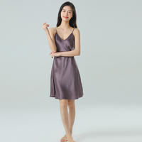 2026 100% mulberry silk true silk sleeping dress for women, solid color halter sexy pajamas, comfortable and smooth home wear thumbnail 6
