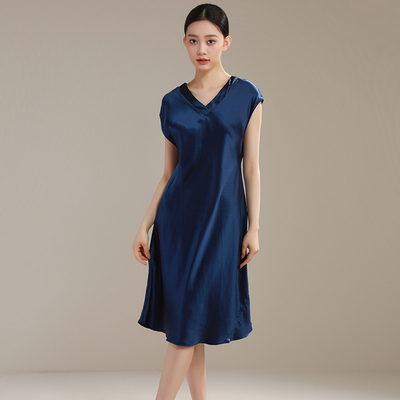 100%桑蚕丝睡裙女无袖真丝睡衣夏薄款宽松显瘦家居服2025新款长裙