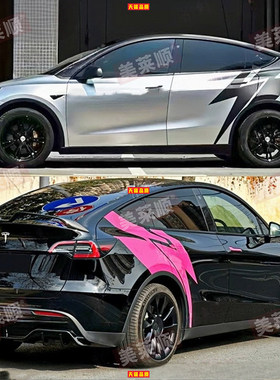适用于特斯拉Model3改装汽车身闪电装饰拉花贴纸 ModelY车贴毛豆3